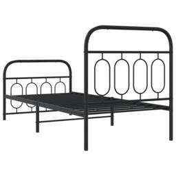 Berkfield Home Metal Bed Frame without Mattress with Footboard Black 80x200cm - Size: 80x200 cm - thumbnail 6