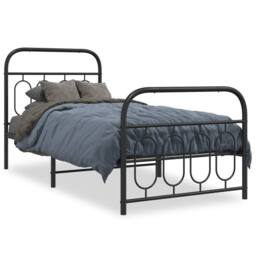 Berkfield Home Metal Bed Frame without Mattress with Footboard Black 80x200cm - Size: 80x200 cm - thumbnail 1