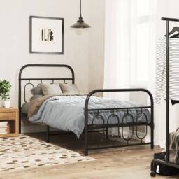 Berkfield Home Metal Bed Frame without Mattress with Footboard Black 80x200cm - Size: 80x200 cm - thumbnail 2