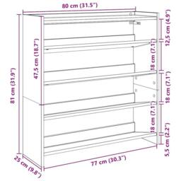 Berkfield Home Shoe Rack Concrete Grey 80x25x81 cm Engineered Wood - Size: 80 x 25 x 81 cm - thumbnail 9