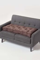 Homescapes Faux Suede 2 Seater Booster Cushion in Chocolate
