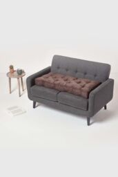 Homescapes Faux Suede 2 Seater Booster Cushion in Chocolate - thumbnail 6