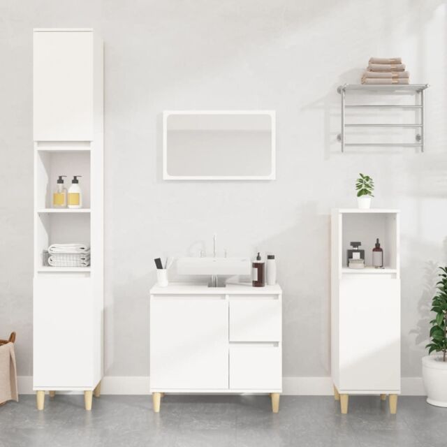 Berkfield Home Bathroom Cabinet White 30x30x190 cm Engineered Wood - Size: 30 x 30 x 190 cm - image 1