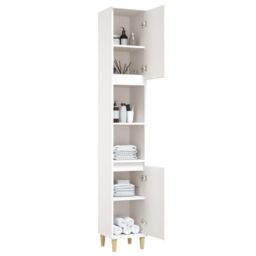 Berkfield Home Bathroom Cabinet White 30x30x190 cm Engineered Wood - Size: 30 x 30 x 190 cm - thumbnail 5
