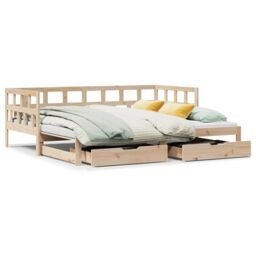Berkfield Home Daybed with Trundle & Drawers without Mattress 80x200 cm in Brown - thumbnail 2