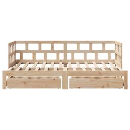 Berkfield Home Daybed with Trundle & Drawers without Mattress 80x200 cm in Brown - thumbnail 4