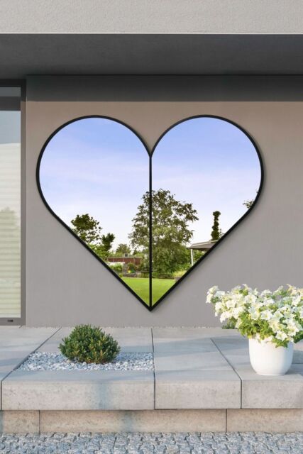 MirrorOutlet Black Metal Framed Heart Shaped Wall Garden Mirror (180CM X 180CM) - Size: 1 Pack - image 1