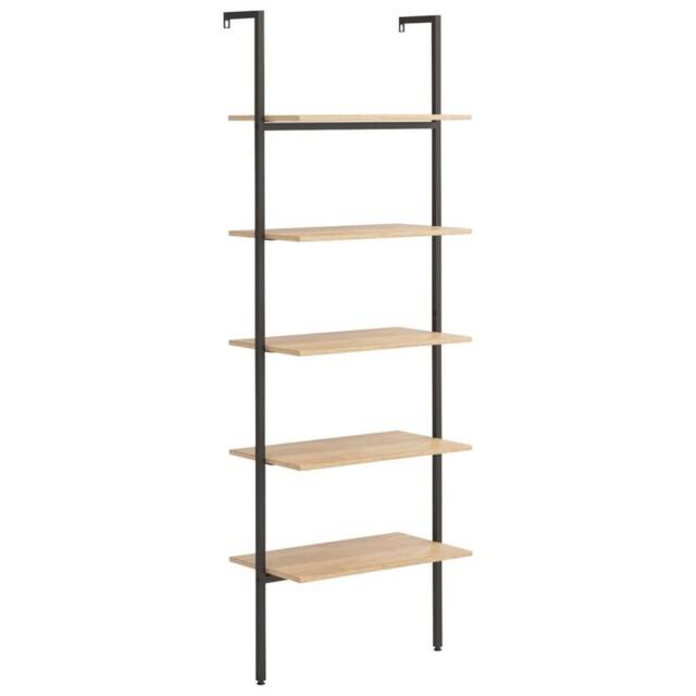Berkfield Home 5-Tier Leaning Shelf Light Brown & Black 64x35x185 cm - Size: 64 x 35 x 185 cm - image 1
