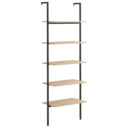 Berkfield Home 5-Tier Leaning Shelf Light Brown & Black 64x35x185 cm - Size: 64 x 35 x 185 cm