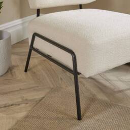 Home Source Boucle Accent Chair Black Metal Legs Modern Home Living Seating in Cream - thumbnail 6