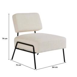 Home Source Boucle Accent Chair Black Metal Legs Modern Home Living Seating in Cream - thumbnail 9