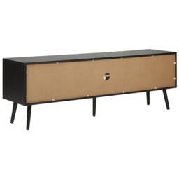 Wyld and Coco TV Stand Black Wood with Rattan Fronts 2 Cabinets W150 x D40 x H52cm - thumbnail 6