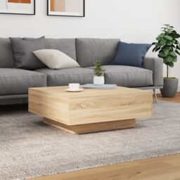 Berkfield Home Coffee Table Sonoma Oak 80x80x31 cm Engineered Wood in Brown - Size: 80 x 80 x 31 cm - thumbnail 3