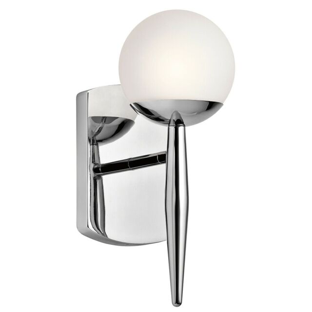 Loops Ip44 Wall Light Satin Etched Cased Opal Globes Polished Chrome LED G9 3.5W