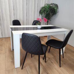 KOSY KOALA Modern Dining Table Set With 4 Black Gem Pattern Chairs Dining Room Furniture in White - thumbnail 8