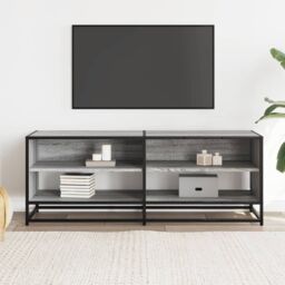 Berkfield Home TV Cabinet Grey Sonoma 120.5x40x46 cm Engineered Wood & Metal - thumbnail 3