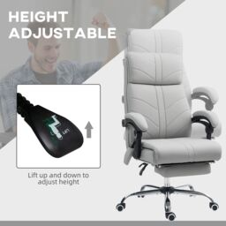 VINSETTO PU Vibration Massage Office Chair with Heat, Footrest, Light Grey - thumbnail 5