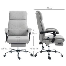 VINSETTO PU Vibration Massage Office Chair with Heat, Footrest, Light Grey - thumbnail 3