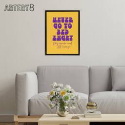 "Artery8 Never Go To Bed Angry Stay Awake Plot Revenge Framed Canvas Art Print in Yellow - Size: W12"" x H16""" - thumbnail 3