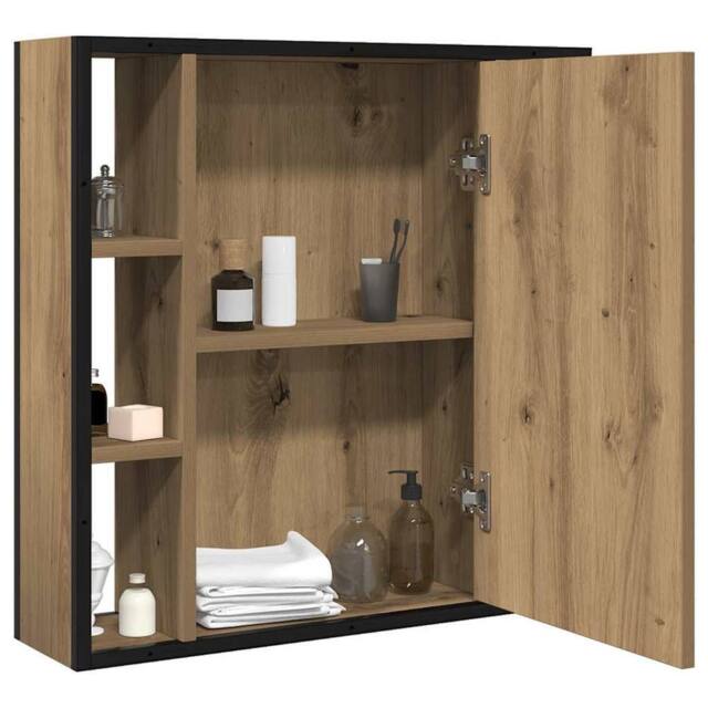 Berkfield Home Sturdy Bathroom Mirror Cabinet Artisan Oak 60x16x60 cm Engineered Wood in Brown - Size: 60 x 16 x 60 cm - image 1
