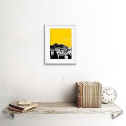"Artery8 Wall Art Print Arthurs Seat Edinburgh Scotland Scottish Landmark Yellow Framed Art in White - Size: W7"" x H9""" - thumbnail 2
