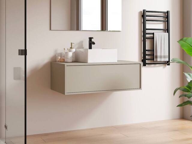 Vente-unique Wall-Hung Vanity Unit - Beige - 94 Cm - TEANA II - image 1