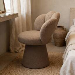 Ventryn Swivel Makeup Vanity Stool Dressing Chair in Taupe - thumbnail 3