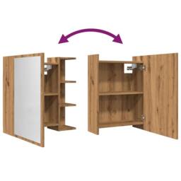 Berkfield Home Beautiful Bathroom Mirror Cabinet Artisan Oak 62.5x20.5x64 cm Eng in Brown - thumbnail 8