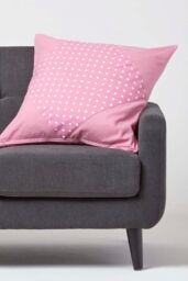 Homescapes Cotton Plain & Polka Dots Cushion Cover in Pink - Size: 45 cm x 45 cm - thumbnail 2