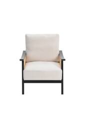 Fabric Rattan Accent Wooden Single Sofa Chair in Beige - thumbnail 3