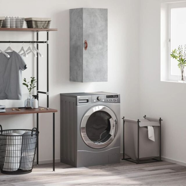 Berkfield Home Wall Mounted Cabinet Concrete Grey 34.5x34x90 cm - image 1