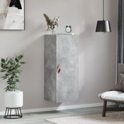 Berkfield Home Wall Mounted Cabinet Concrete Grey 34.5x34x90 cm - thumbnail 3