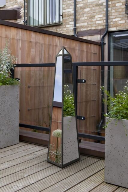 MirrorOutlet Black Metal Edged Mirrored Garden Ornament (100CM X 20CM X 20CM) - Size: 1 Pack - image 1
