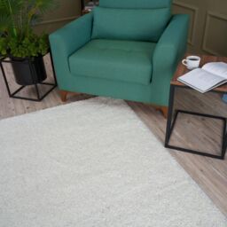 THE RUGS Soft Plain High Pile Shaggy Rugs & Runners Living Room Bedroom 380 in White - Size: 60 cm x 110 cm - thumbnail 6