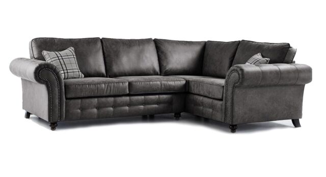Furniture 786 Oakland Suede Leather 2c1 Corner Sofa in Black - image 1