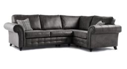 Furniture 786 Oakland Suede Leather 2c1 Corner Sofa in Black - thumbnail 1