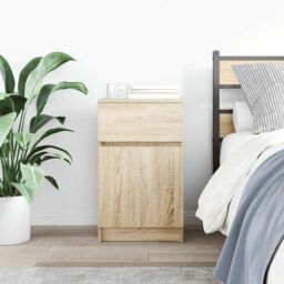 Berkfield Home Bedside Cabinet Sonoma Oak 39x35x65 cm Engineered Wood - Size: 39 x 35 x 65 cm - thumbnail 3
