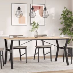 Berkfield Home Dining Table Legs Y-Frame 160x80x73 cm Steel in Black - Size: 160 x 80 x 73 cm