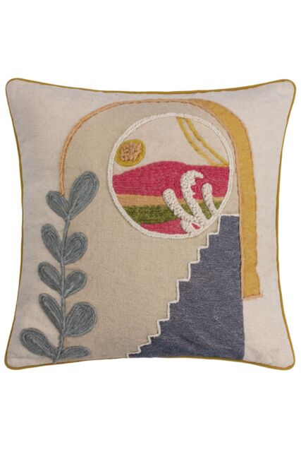 Furn Margo Embroidered 100% Cotton Tufted Cushion - Size: 50 cm x 50 cm - image 1