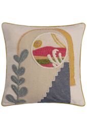 Furn Margo Embroidered 100% Cotton Tufted Cushion - Size: 50 cm x 50 cm - thumbnail 1