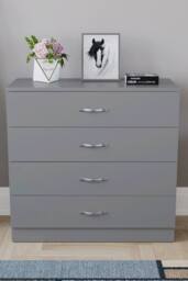 HD Designs Riano 4 Drawer Chest of Drawers Storage in Grey - thumbnail 3