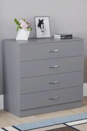 HD Designs Riano 4 Drawer Chest of Drawers Storage in Grey