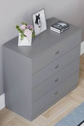 HD Designs Riano 4 Drawer Chest of Drawers Storage in Grey - thumbnail 4