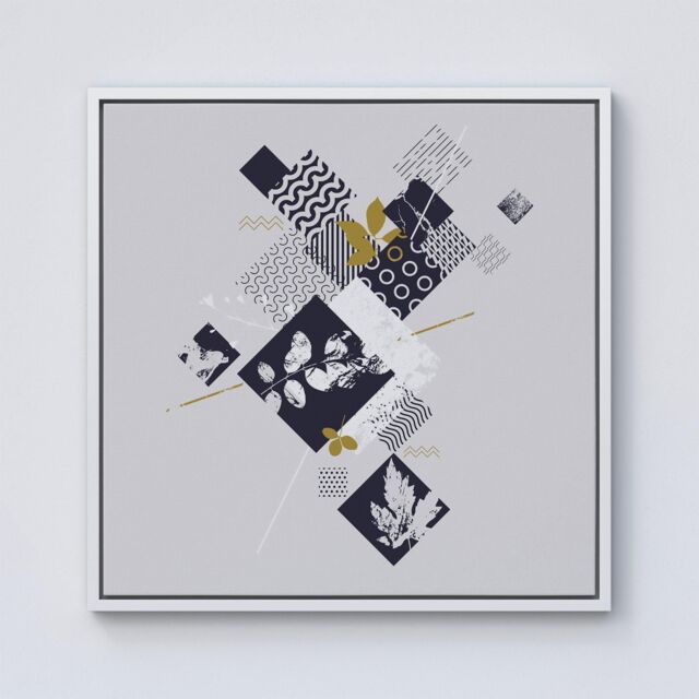Warren Reed - Designer Abstract Botanical Framed Canvas in Off-White - Size: w40 inch x h40 inch - image 1