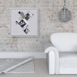 Warren Reed - Designer Abstract Botanical Framed Canvas in Off-White - Size: w40 inch x h40 inch - thumbnail 2