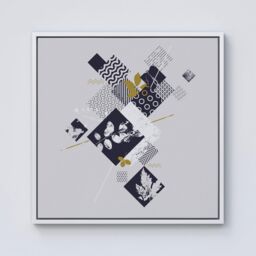 Warren Reed - Designer Abstract Botanical Framed Canvas in Off-White - Size: w40 inch x h40 inch - thumbnail 1