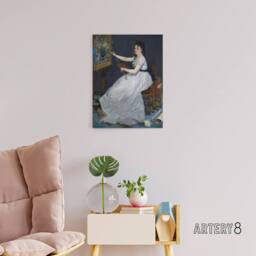 "Artery8 Portrait of Painter Eva Gonzales Manet Vintage Canvas Wall Art in Blue - Size: W24"" x H32""" - thumbnail 3