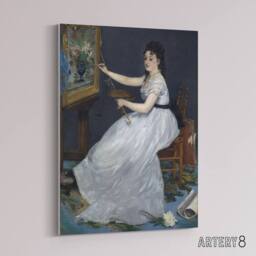 "Artery8 Portrait of Painter Eva Gonzales Manet Vintage Canvas Wall Art in Blue - Size: W24"" x H32""" - thumbnail 2