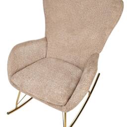 Wyld and Coco Beige Bouclé Rocking Armchair with Metal Legs Retro Style - thumbnail 7
