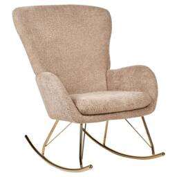 Wyld and Coco Beige Bouclé Rocking Armchair with Metal Legs Retro Style - thumbnail 5